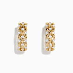 Earrings|BH Multi D'Oro 14K Yellow Gold Diamond Huggie Hoop Earrings, 0.76 TCW