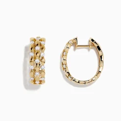 Earrings|BH Multi D'Oro 14K Yellow Gold Diamond Huggie Hoop Earrings, 0.76 TCW