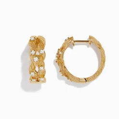 Earrings|BH Multi D'Oro 14K Yellow Gold Diamond Filigree Hoop Earrings, 0.41 TCW