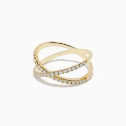 Rings|Effy Jewelry D'oro 14K Yellow Gold Diamond Crossover Ring 0.37 TCW