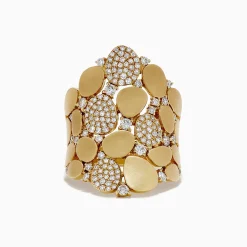 Rings|BH Multi D'Oro 14K Yellow Gold Diamond Pave Pebble Ring, 0.79 TCW
