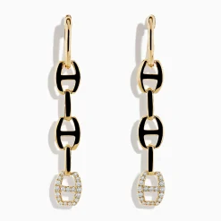 Earrings|Effy Jewelry D'Oro 14K Yellow Gold Diamond Anchor Chain Drop Earrings