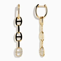 Earrings|Effy Jewelry D'Oro 14K Yellow Gold Diamond Anchor Chain Drop Earrings