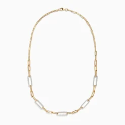 Necklaces & Pendants|Effy Jewelry D'oro 14K Yellow Gold Diamond Paperclip Necklace