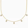 Necklaces & Pendants|Effy Jewelry D'oro 14K Yellow Gold Diamond Rain Drop Station Necklace 0.49 TCW