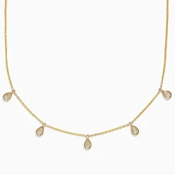 Necklaces & Pendants|Effy Jewelry D'oro 14K Yellow Gold Diamond Rain Drop Station Necklace 0.49 TCW