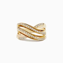 Rings|Effy Jewelry D'oro 14K Yellow Gold Diamond Wavy Band