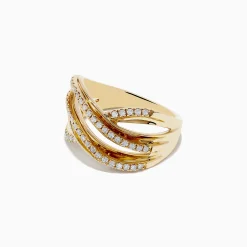 Rings|Effy Jewelry D'oro 14K Yellow Gold Diamond Wavy Band