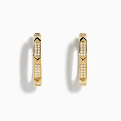 Earrings|Effy Jewelry D'Oro 14K Yellow Gold Diamond Hoop Earrings