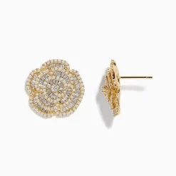 Earrings|Effy Jewelry D'oro 14K Yellow Gold Diamond Flower Earrings 1.43 TCW