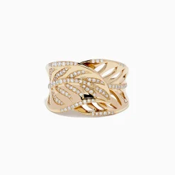 Rings|Effy Jewelry D'Oro 14K Yellow Gold Diamond Leaf Ring