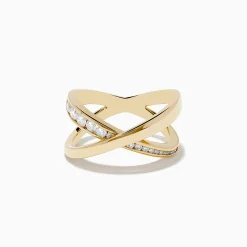Rings|Effy Jewelry D'Oro 14K Yellow Gold Diamond Criss Cross Ring