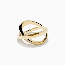 Rings|Effy Jewelry D'Oro 14K Yellow Gold Diamond Criss Cross Ring