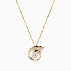 Necklaces & Pendants|Effy Jewelry D'Oro 14K Yellow Gold Diamond Spiral Pendant
