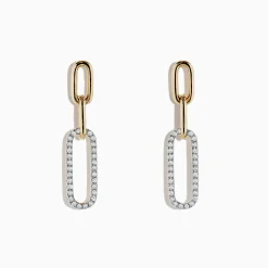 Earrings|BH Multi D'Oro 14K Yellow Gold Diamond Paperclip Earrings, 0.29 TCW