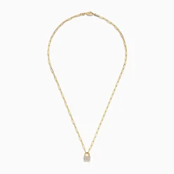 Necklaces & Pendants|Effy Jewelry D'Oro 14K Yellow Gold Diamond Lock Pendant 0.26 TCW