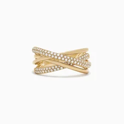Rings|Effy Jewelry D'Oro 14K Yellow Gold Diamond Crossover Ring, 0.40 TCW