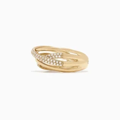 Rings|Effy Jewelry D'Oro 14K Yellow Gold Diamond Crossover Ring, 0.40 TCW