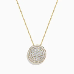 Necklaces & Pendants|BH Multi D'Oro 14K Yellow Gold Diamond Disk Pendant, 1.60 TCW
