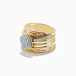 Rings|Effy Jewelry D'Oro 14K Yellow Gold Diamond Crossover Ring, 0.47 TCW