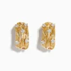 Earrings|Effy Jewelry D'Oro 14K Yellow Gold French Clip 3/4" Diamond Earrings, 0.69 TCW
