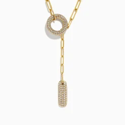 Necklaces & Pendants|Effy Jewelry D'Oro 14k Yellow Gold Paperclip Chain Diamond Necklace