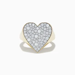 Rings|Effy Jewelry D'Oro 14k Yellow Gold Pave Heart Diamond Statement Ring