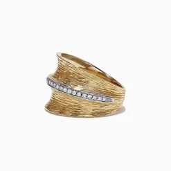 Rings|Effy Jewelry D'Oro 14K Yellow Textured Gold Diamond Ring, 0.24 TCW