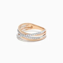 Rings|BH Multi Duo 14K Rose and White Gold Diamond Crossover Ring, 0.29 TCW