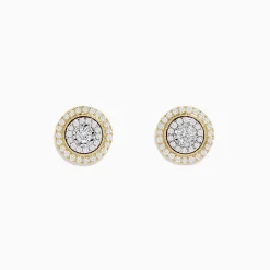 Earrings|BH Multi Duo 14K Two Tone Gold 1/2" Diamond Halo Stud Earrings 0.69 TCW