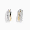 Earrings|Effy Jewelry Duo 14K Two Tone Gold 5/8" French Clip Diamond Earrings, 0.49 TCW