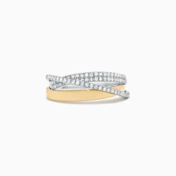 Rings|Effy Jewelry Duo 14K Two Tone Gold Diamond Crossover Ring, 0.31 TCW