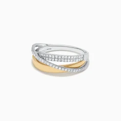 Rings|Effy Jewelry Duo 14K Two Tone Gold Diamond Crossover Ring, 0.31 TCW