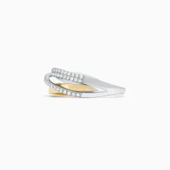 Rings|Effy Jewelry Duo 14K Two Tone Gold Diamond Crossover Ring, 0.31 TCW