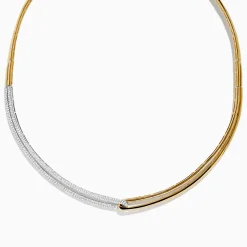 Necklaces & Pendants|Effy Jewelry Duo 14K Two Tone Yellow and White Gold Diamond Collar Necklace, 1.37 TCW