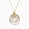 Necklaces & Pendants|Effy Jewelry Duo 14K Two-Tone Gold Diamond Crossover Pendant