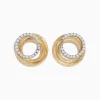 Earrings|Effy Jewelry Duo 14K Two-Tone Gold Diamond Statement Stud Earrings