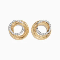 Earrings|Effy Jewelry Duo 14K Two-Tone Gold Diamond Statement Stud Earrings