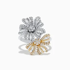 Rings|Effy Jewelry Duo 14K Two-Tone Gold Diamond Flower Ring