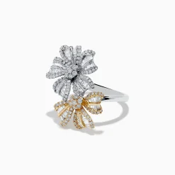 Rings|Effy Jewelry Duo 14K Two-Tone Gold Diamond Flower Ring