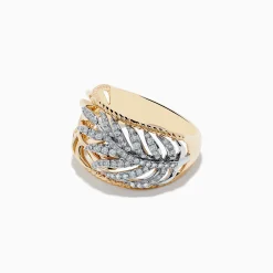 Rings|Effy Jewelry Duo 14K Two-Tone Gold Diamond Leaf Ring