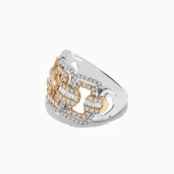 Rings|Effy Jewelry Duo 14K Two-Tone Gold Diamond Chain Link Ring 0.95 TCW