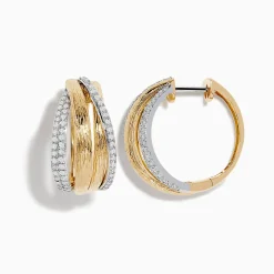 Earrings|Effy Jewelry Duo 14K Two-Tone Gold Diamond Hoop Earrings