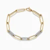 Bracelets|Effy Jewelry Duo 14k Two-Tone Gold Paperclip Pave Diamond Bracelet