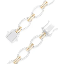 Bracelets|Effy Jewelry Duo 14K White and Yellow Gold Diamond Chain Link Tennis Bracelet, 2.01 TCW