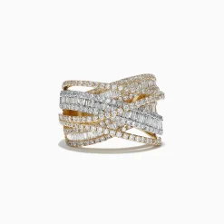 Rings|Effy Jewelry Duo 14K White and Yellow Gold Diamond Crossover Ring, 2.75 TCW