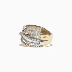 Rings|Effy Jewelry Duo 14K White and Yellow Gold Diamond Crossover Ring, 2.75 TCW