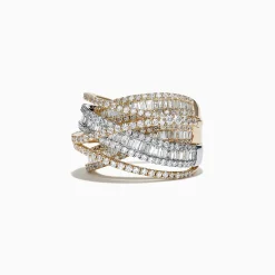 Rings|Effy Jewelry Duo 14K White and Yellow Gold Diamond Crossover Ring, 2.75 TCW