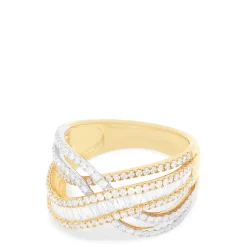 Rings|Effy Jewelry Duo 14K White and Yellow Gold Diamond Crossover Ring, 1.41 TCW