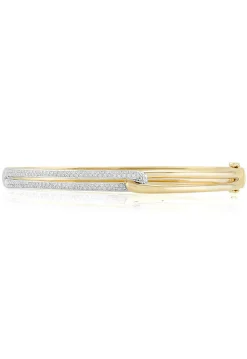 Bracelets|Effy Jewelry Duo 14K Yellow and White Gold Diamond Bangle, 0.60 TCW